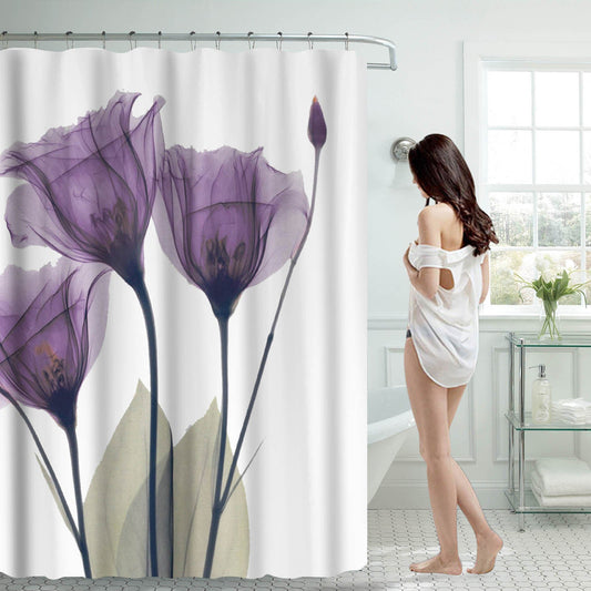 Heavy Duty Waterproof Deluxe Fabric Floral Shower Curtain Set 70x70 Inches With Hooks - Home Decor Gifts and More