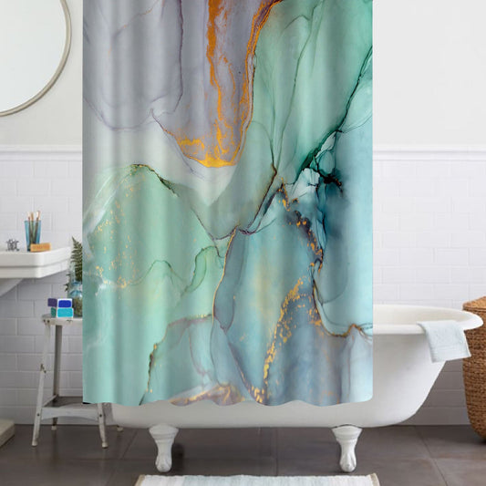 70x70 Inch Contemporary Vibrant Textured Marble Deluxe Fabric Shower Curtain Set | Decor Gifts and More