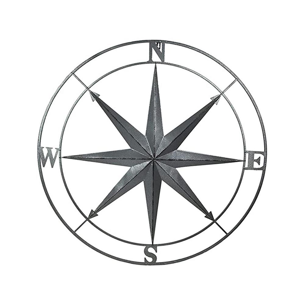 Simulated Antique Metal Compass Coastal Wall Hanging Mural Decor Retro Iron Compass Statue Home Garden Hanging Wall Art - Home Decor Gifts and More