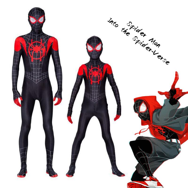 Spiderman Cosplay Costume Spider Man Into The Spider Verse Miles Morales Cosplay Bodysuit Jumpsuits Halloween Costumes for Kids | Decor Gifts and More