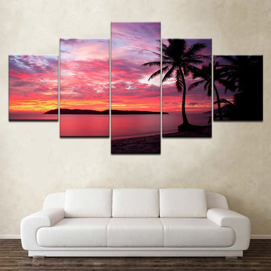 Modern Hd Red Sky Sunset Ocean Sunset Equinox Landscape Framed Wall Art - Home Decor Gifts and More