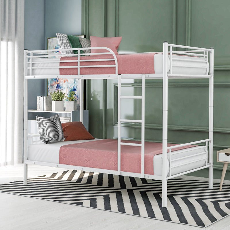 Twin-Over-Twin Metal Bunk Bed In Silver Finish | Decor Gifts and More