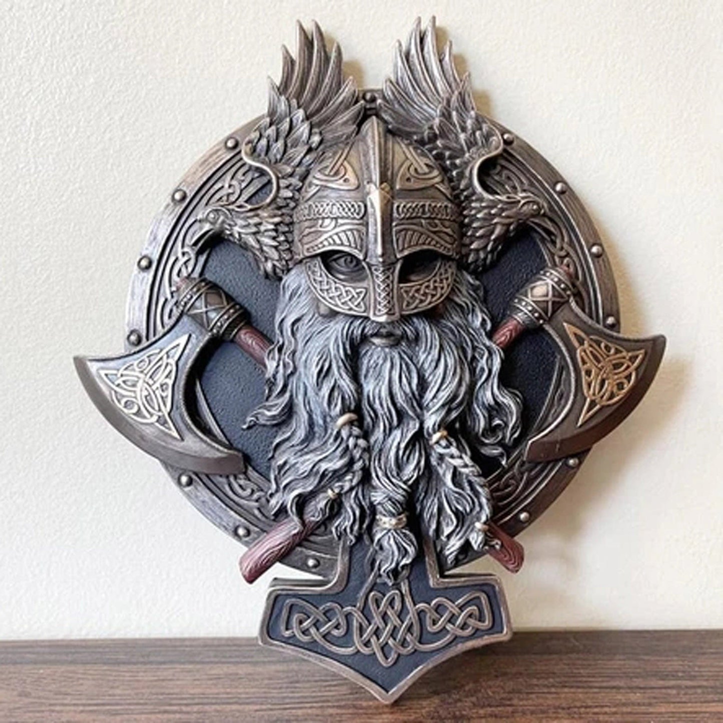 Vintage Wall Plaque Decor Double Axe Wall Decorative Plaque Powerful Norse Wall Decor Resin Ornaments Figurines Party Supplies - Home Decor Gifts and More