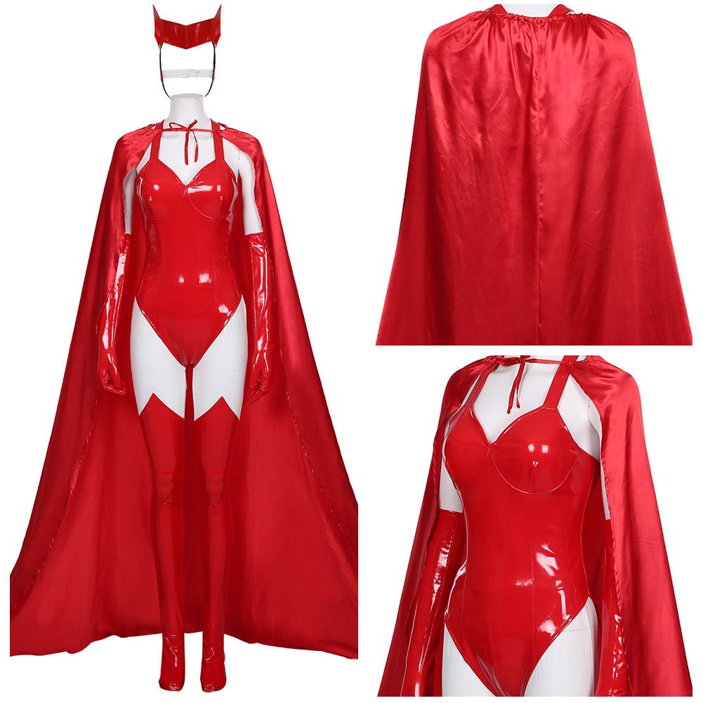 Wanda Vision Wanda Maximoff Scarlet Witch Cosplay Deluxe Costume Set Red Cloak Cape Suit | Decor Gifts and More