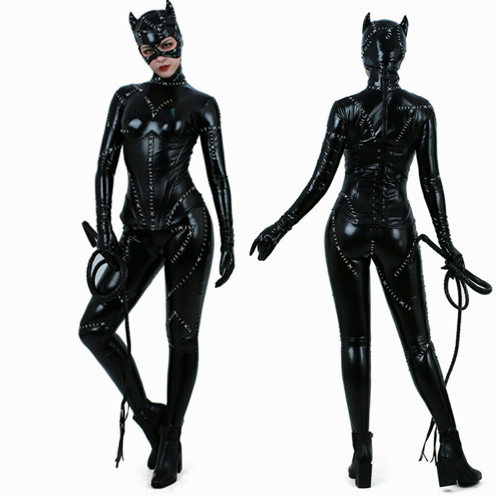 Mischief Catwoman Cosplay Black Deluxe Catsuit Costume Set, Mask + Accessories | Decor Gifts and More