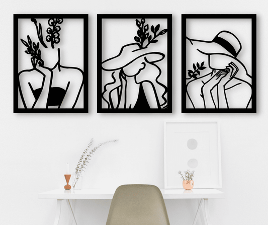 Wooden Framed Wall Silhouette Women In Fashion Luxury Wall Art Decoration - Home Decor Gifts and More