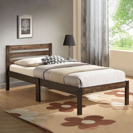 Stylish And Modern Twin Bed In Ash Brown Bedroom Furniture - Home Decor Gifts and More