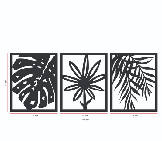 3D Tropical Floral Leaf Wooden Wall Art Silhouette Set | Decor Gifts and More