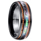 8mm Wide Black Two Acacia Wood Sapphire Blue Opal Tungsten Steel Ring | Decor Gifts and More