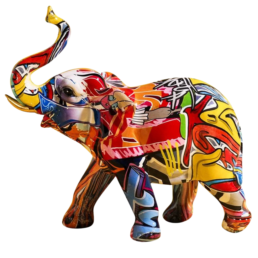 Bright Multi-Colored  Elephantl Statue - Home Decor Gifts and More