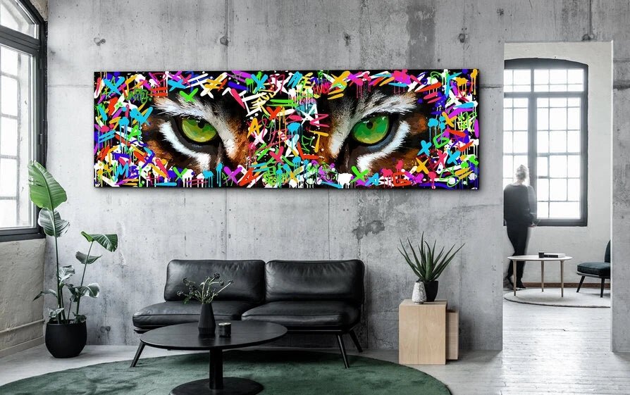 Modern Graffiti Art Tiger Ferocious Green Eyes | Decor Gifts and More