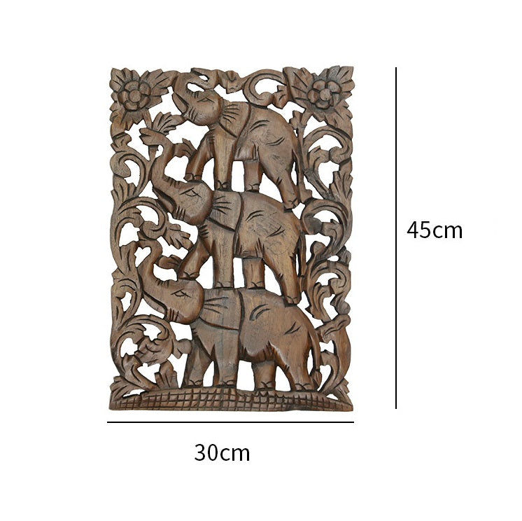 Elephant Solid Wood Carved Board Handicraft Wall Decoration | Decor Gifts and More