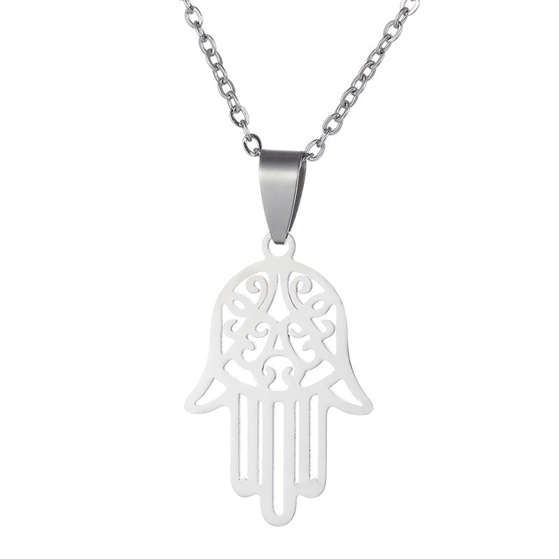 Fashion Creative Stainless Steel Hamsa Palm Pendant Necklace | Decor Gifts and More