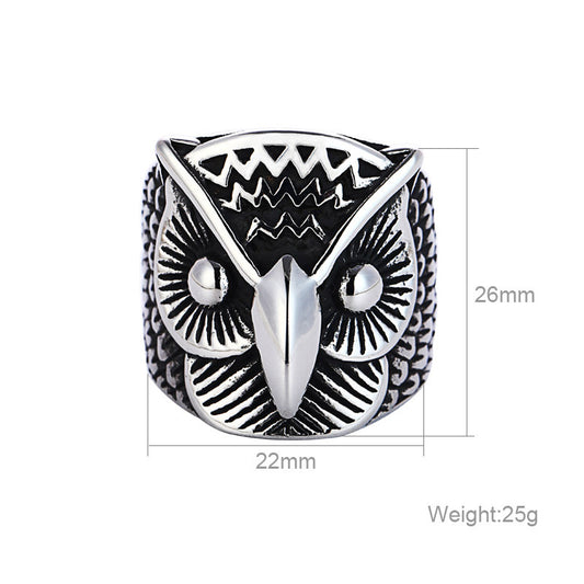 Animal Collection Stainless Owl Titanium Steel Ring | Decor Gifts and More