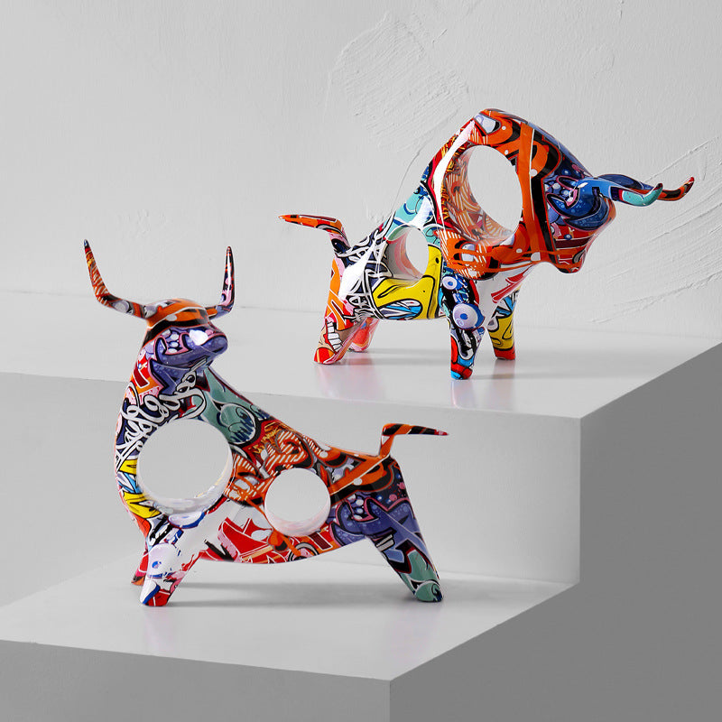 Nordic Art Graffiti Cow Ornaments Creative Home Decorations | Decor Gifts and More