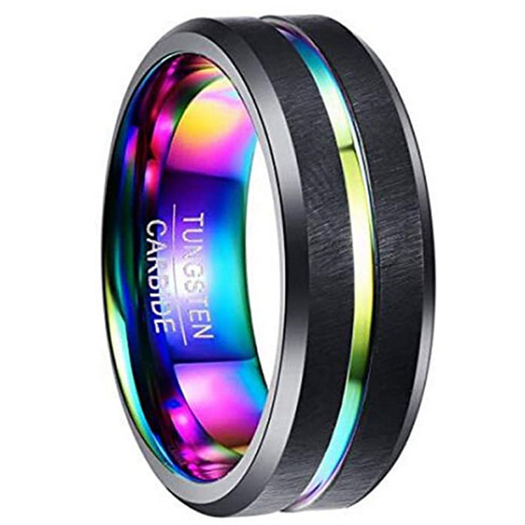 Two-tone Tungsten Steel Ring 8mm Wide Lass Middle Groove | Decor Gifts and More