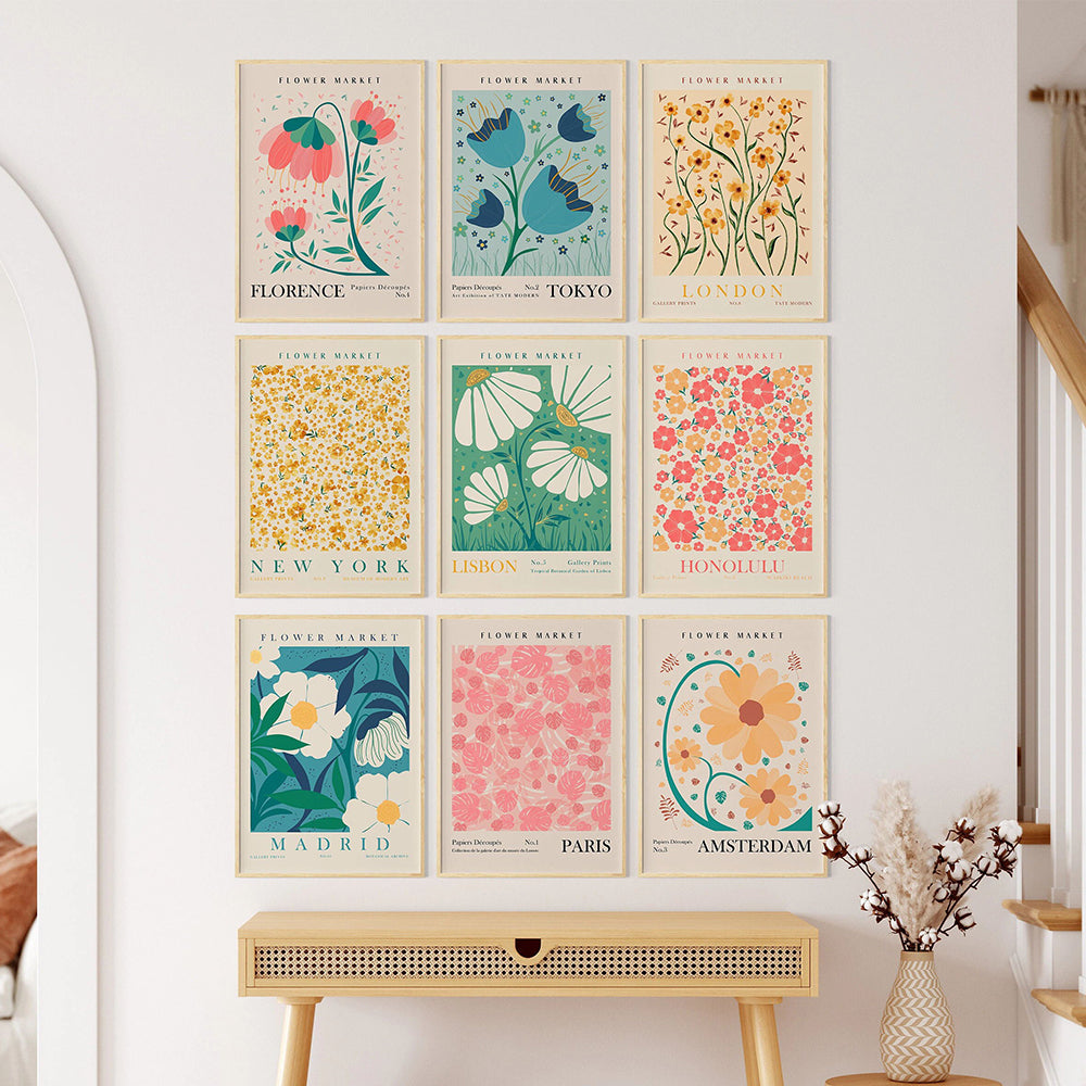 Floral Vintage Poster Canvas Print Mural | Decor Gifts and More