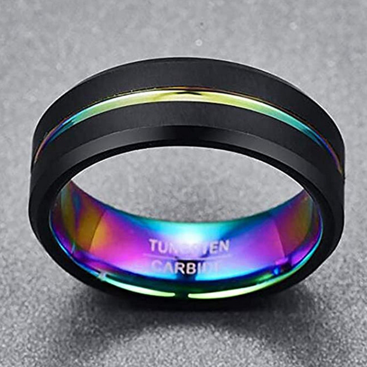 Two-tone Tungsten Steel Ring 8mm Wide Lass Middle Groove | Decor Gifts and More