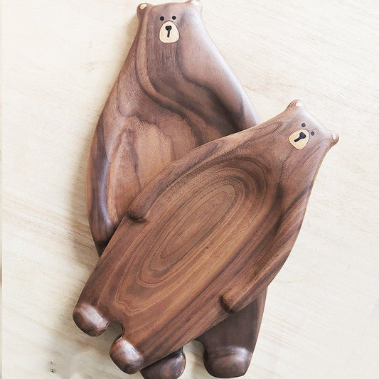 Cute Bear Wood Board Bread Plate Block Bear Shape Tray Black Walnut Cutting Board Table Decor Kitchen Accessories Coaster | Decor Gifts and More