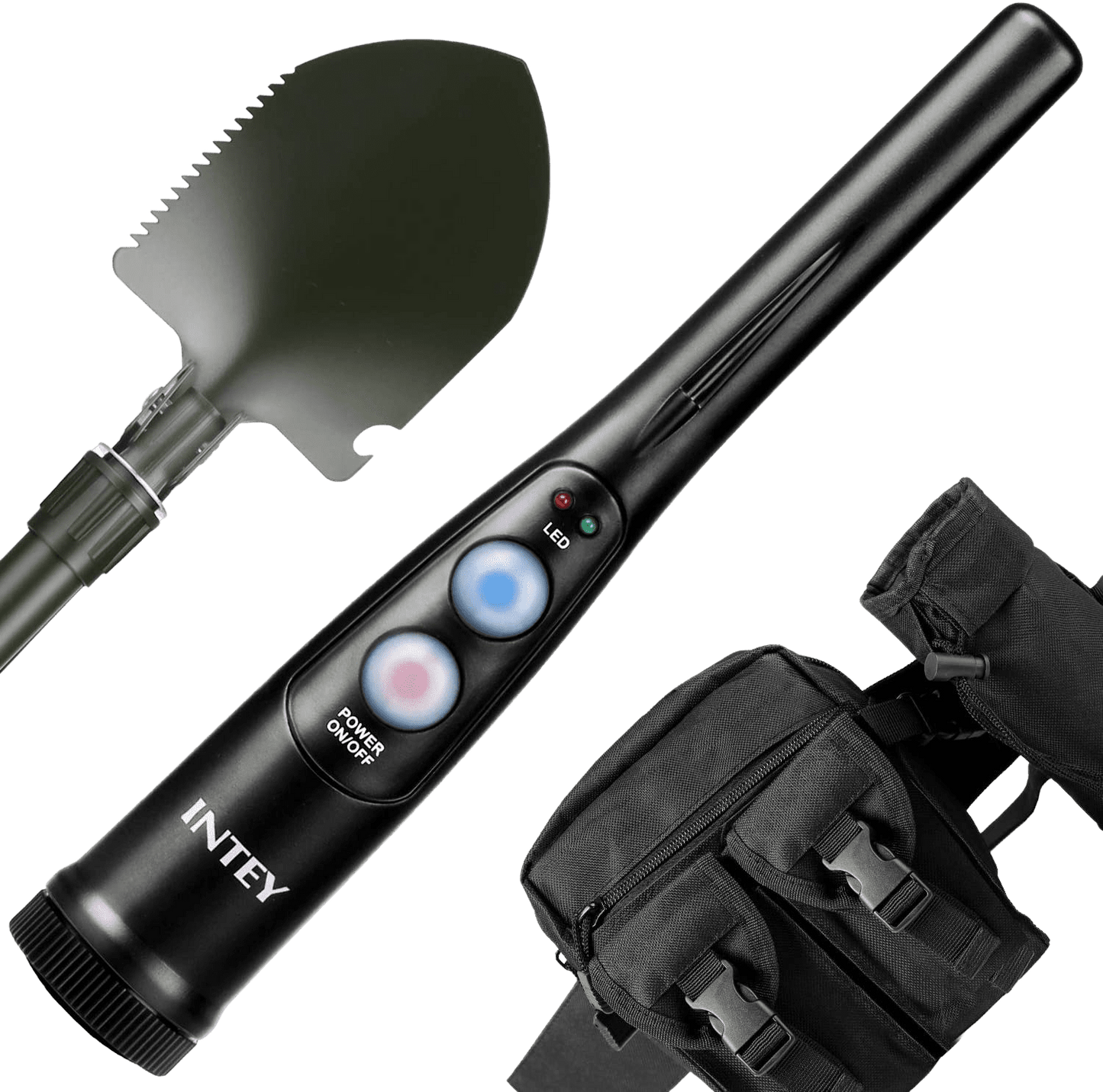 INTEY Customized Metal Detector Pinpointer Kit-360°Scanning,IP66 Water Resistant,3-LED Detection Display&amp;Vibration Response-Handheld Metal Detector with 3 Accessories(Belt Holster,Waist B - Home Decor Gifts and More