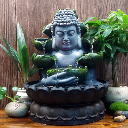 Buddah Flowing Waterfall LED Fountain