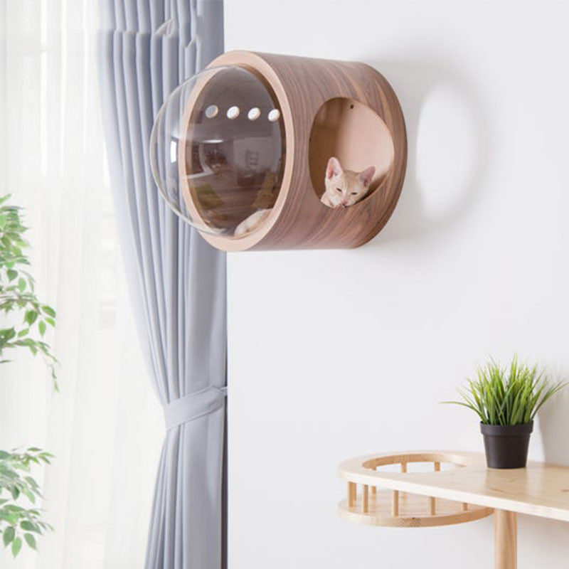 Round Solid Wood Cat Wall Springboard | Decor Gifts and More