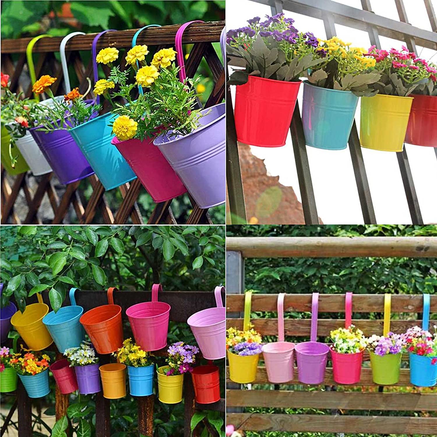 10pcs Colorful Hanging Planter Pots, Metal Hanging Flower Pots With Drainage Hole | Decor Gifts and More