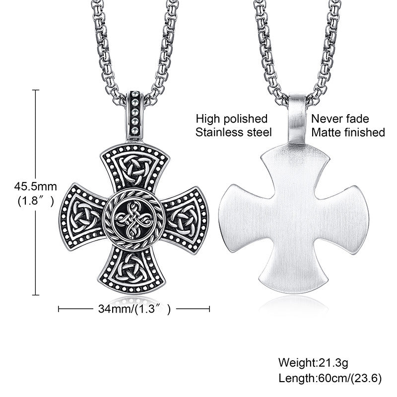 Stainless Steel Viking Cross Pendant Steel Color | Decor Gifts and More