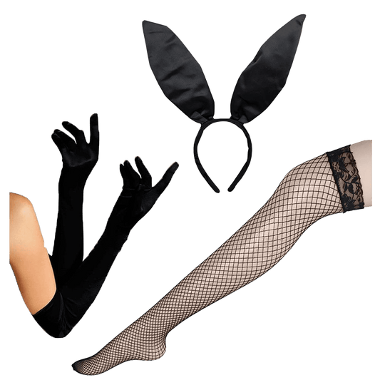 Bunny Headband Lace Stockings Gloves Women Masquerade Rabbit Headpiece Black Sexy Long Ears Bunny Hair Hoop Hair Band Hairband Halloween Easter Party Decoration Cosplay Costume Cute Hair Accessories | Decor Gifts and More