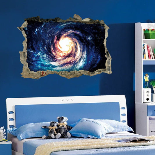 New Wall Stickers Broken Wall Starry Sky Series Galaxy Black Hole Vortex Home Decoration Removable