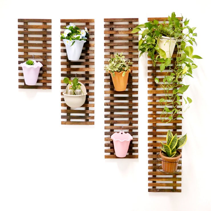 Solid Wood Hanging Wall Flower Pot Stand | Decor Gifts and More