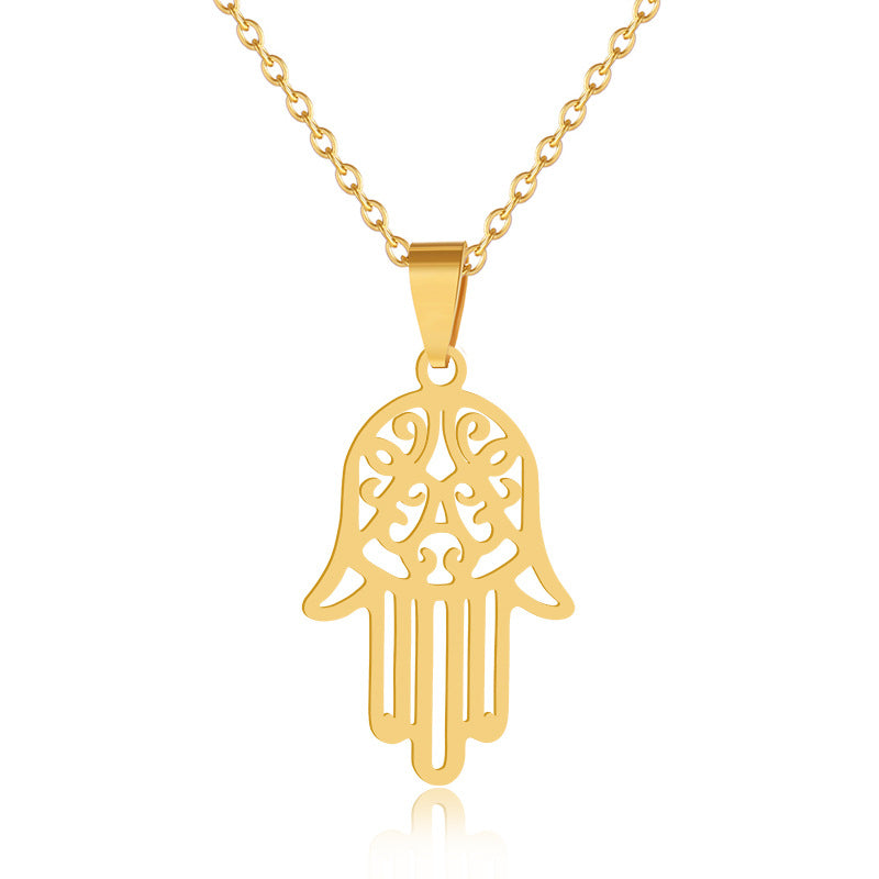 Fashion Creative Stainless Steel Hamsa Palm Pendant Necklace | Decor Gifts and More