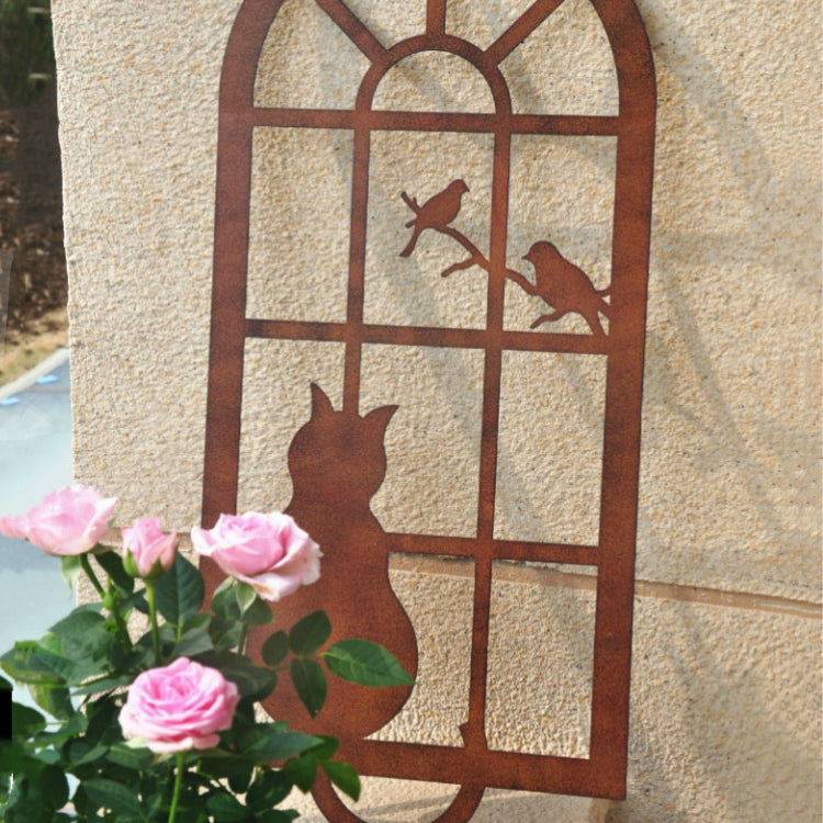 Garden Decoration Outdoor Wrought Iron Cat Window Pendant | Decor Gifts and More