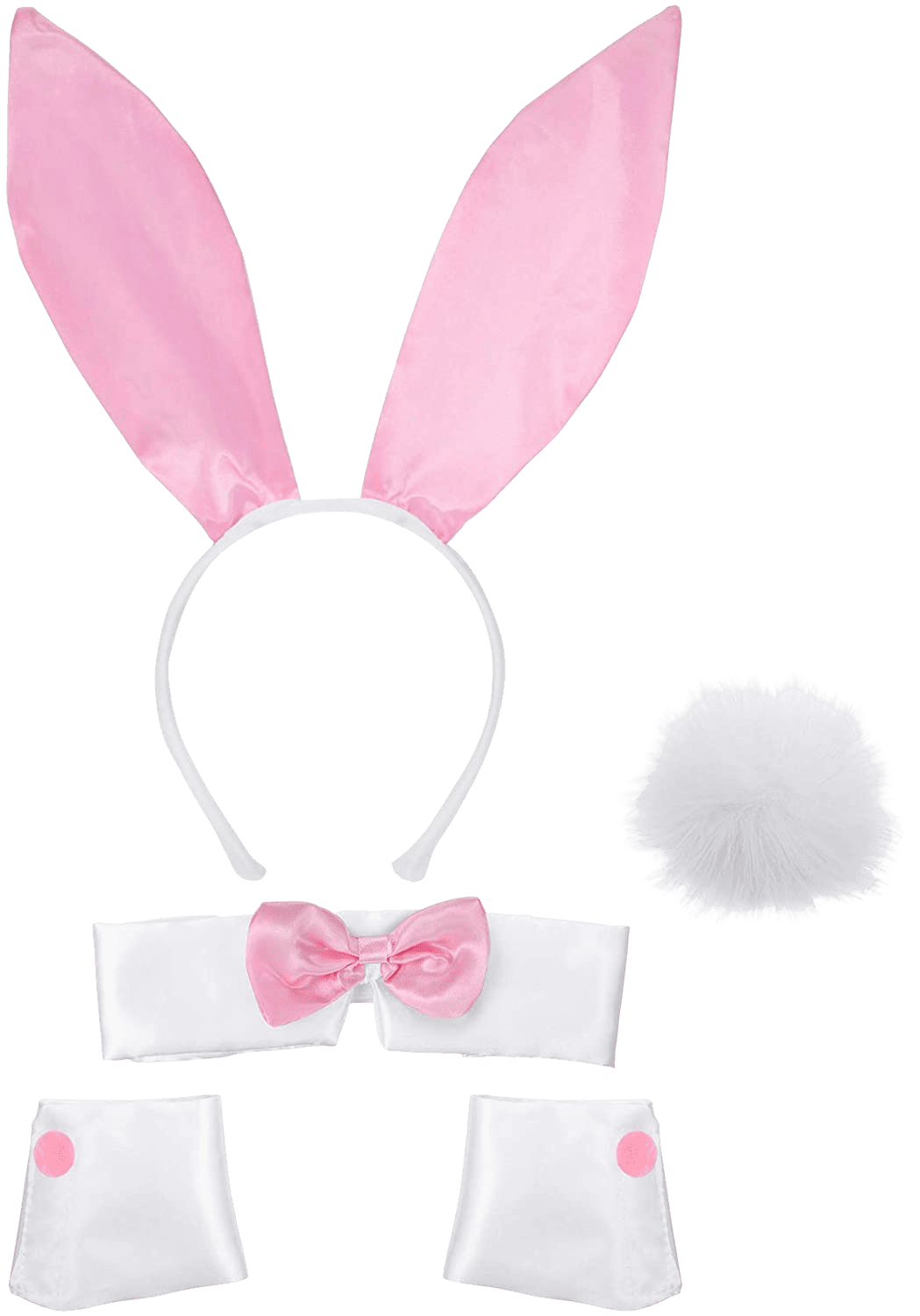 Bunny Accessory Set Rabbit Ear Headband Bow Tie Cuffs Tail for Costume Party | Decor Gifts and More