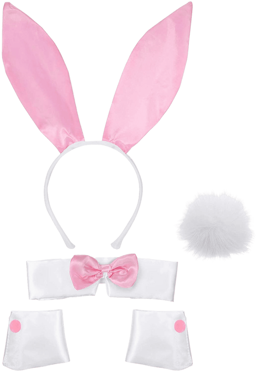 Bunny Accessory Set Rabbit Ear Headband Bow Tie Cuffs Tail for Costume Party | Decor Gifts and More