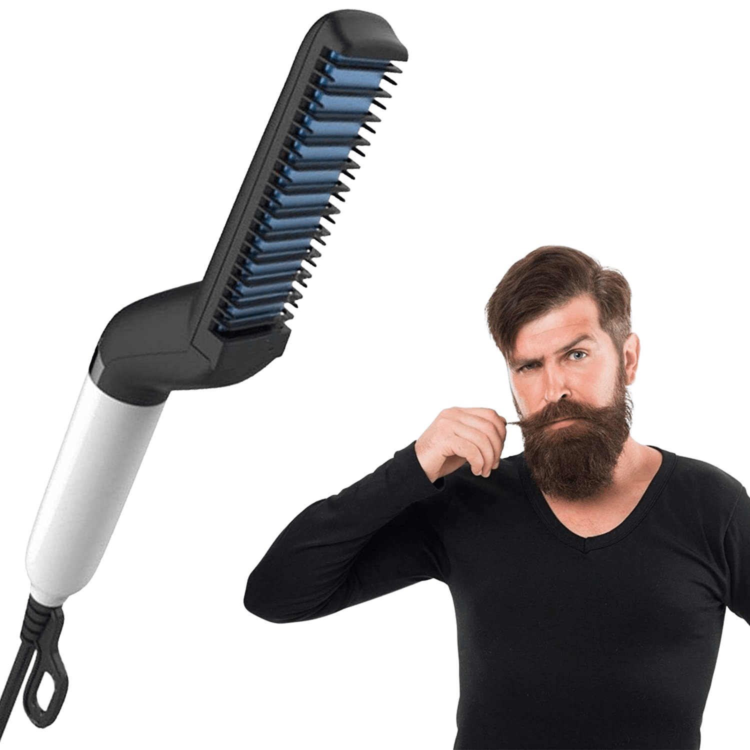 Beard and Hair Straightener Quick Electric Hair Comb Beard Straightening Comb Styling Hair Curlers Massage Comb Muti-functional Electric Hair Brush Tool for Men - Home Decor Gifts and More