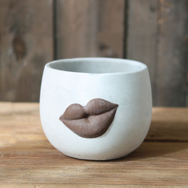 Creative Big Lips Cement Flower Pot Abstract Art | Decor Gifts and More