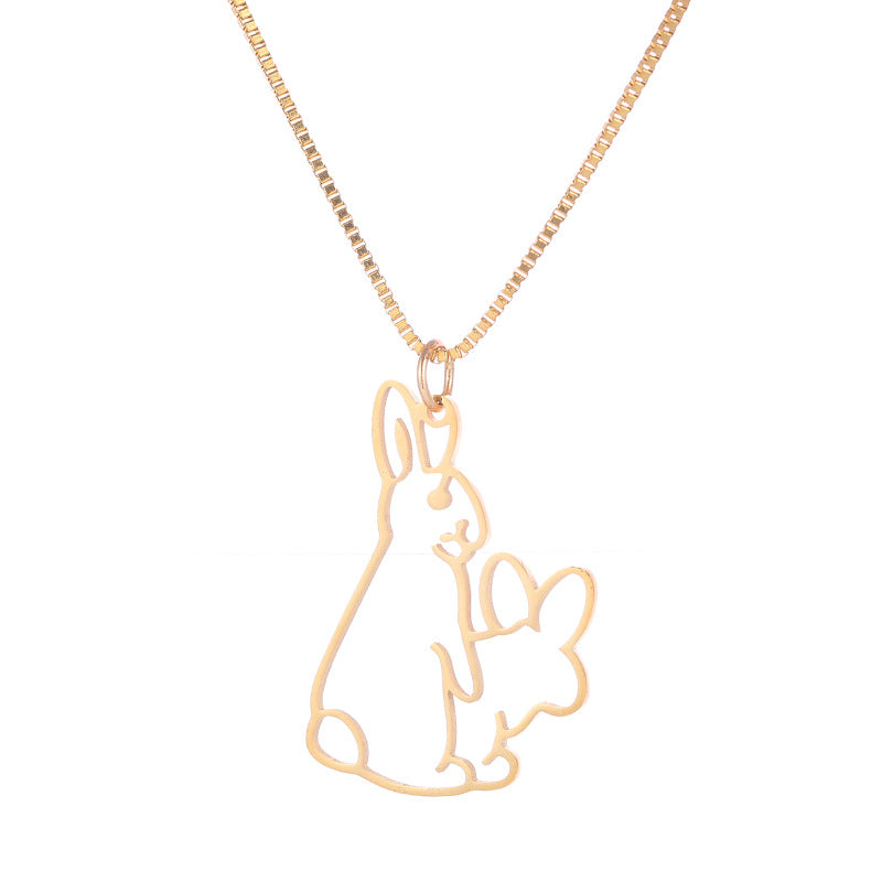 Stainless Steel Jewelry Simple Daily Necklace Hollow Rabbit | Decor Gifts and More