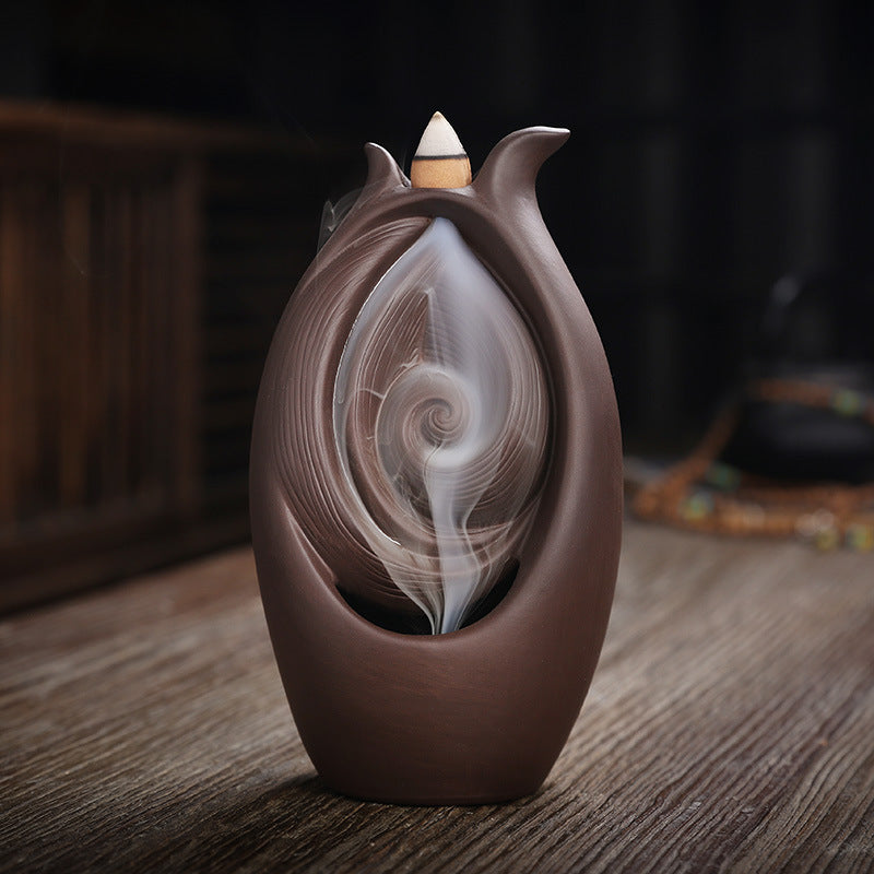 F Ceramic Waterfall Incense Burner Buddha Hand Censer Holder Indoor Smoke Backflow Incense Fountain Buddhist Altar Table Decor | Decor Gifts and More