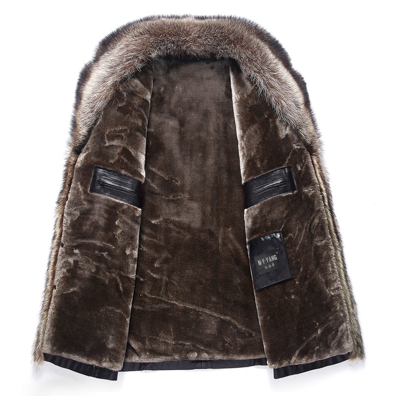 Men's Fur Coat Leather Coat Medium Length | Decor Gifts and More