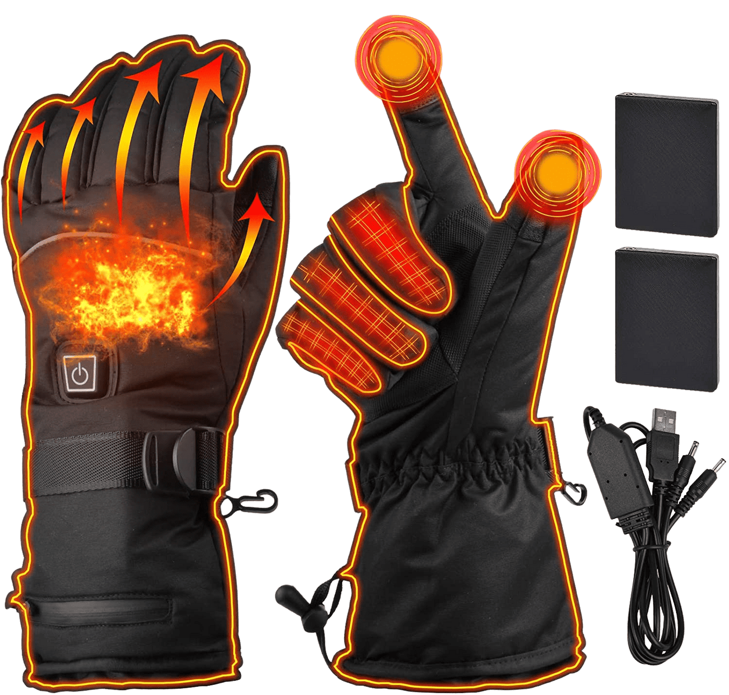 Heated Gloves Electric Heating Gloves| USB Adjustable Rechargeable 4000mAh Touchscreen Waterproof Insulated Hand Warmer Mitten for Outdoor Ski Climb Hiking Cycling Motorcycle Hunting Fishing  - Home Decor Gifts and More
