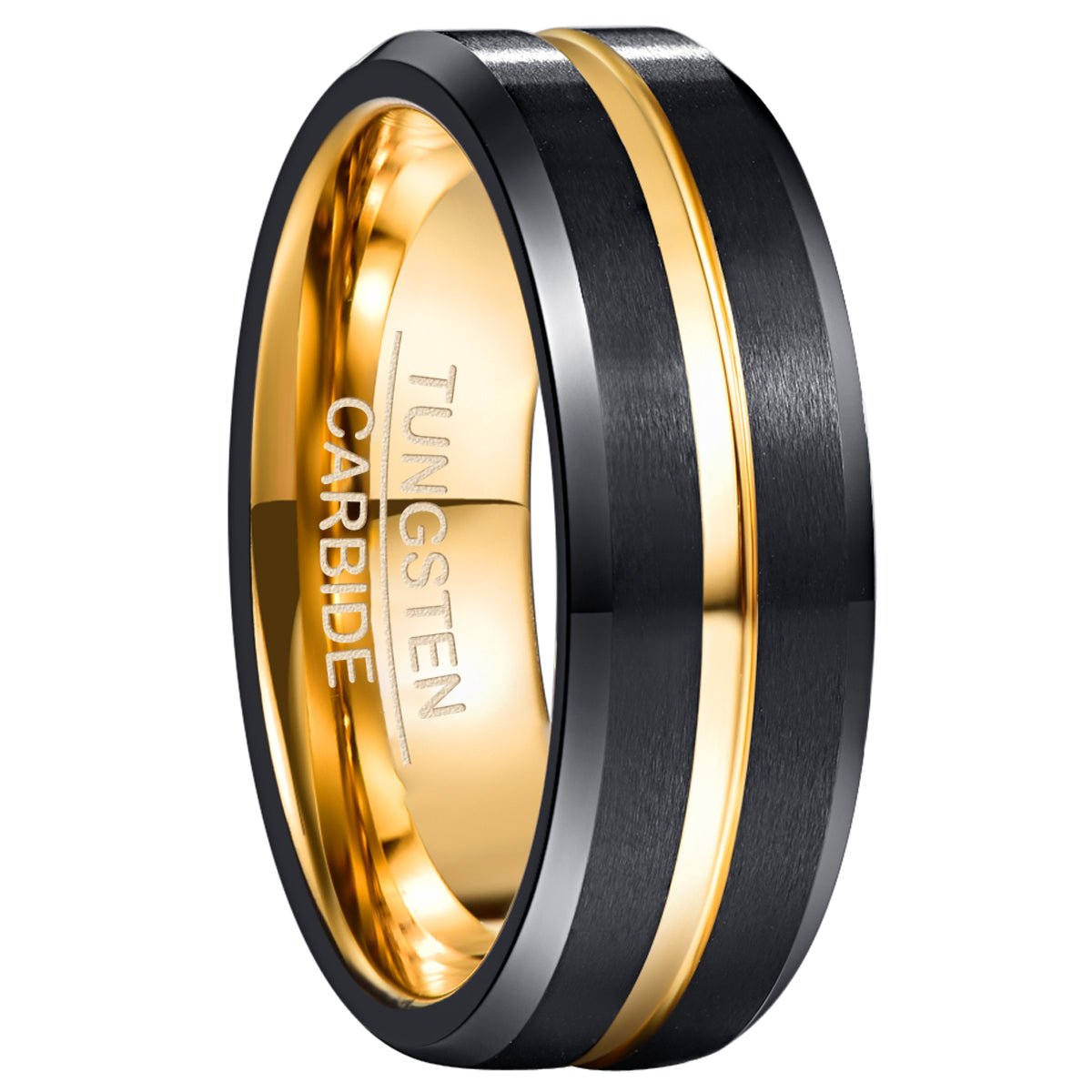 Electroplating Black Gold Frosted Two Tone Men's Tungsten Steel Ring | Decor Gifts and More