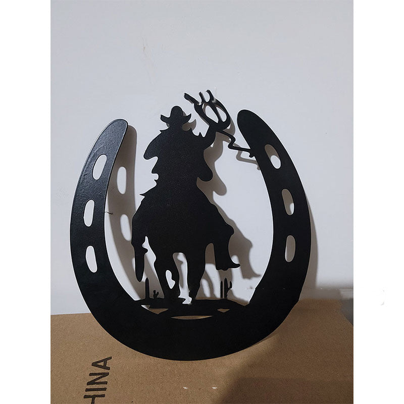 Ironwork Silhouette Hollow Garden Horseshoe Pendant | Decor Gifts and More
