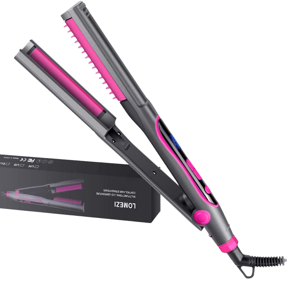 LOMEZI Flat Iron for Hair Straightener Curling Iron 2 in 1 Professional Ceramic Tourmaline Hair with Adjustable Temperature and LCD Digital Display Suitable for All Hair Types - Home Decor Gifts and More