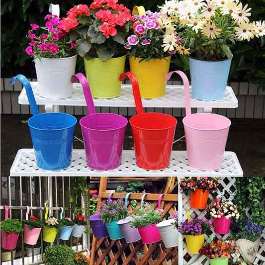 10pcs Colorful Hanging Planter Pots, Metal Hanging Flower Pots With Drainage Hole | Decor Gifts and More