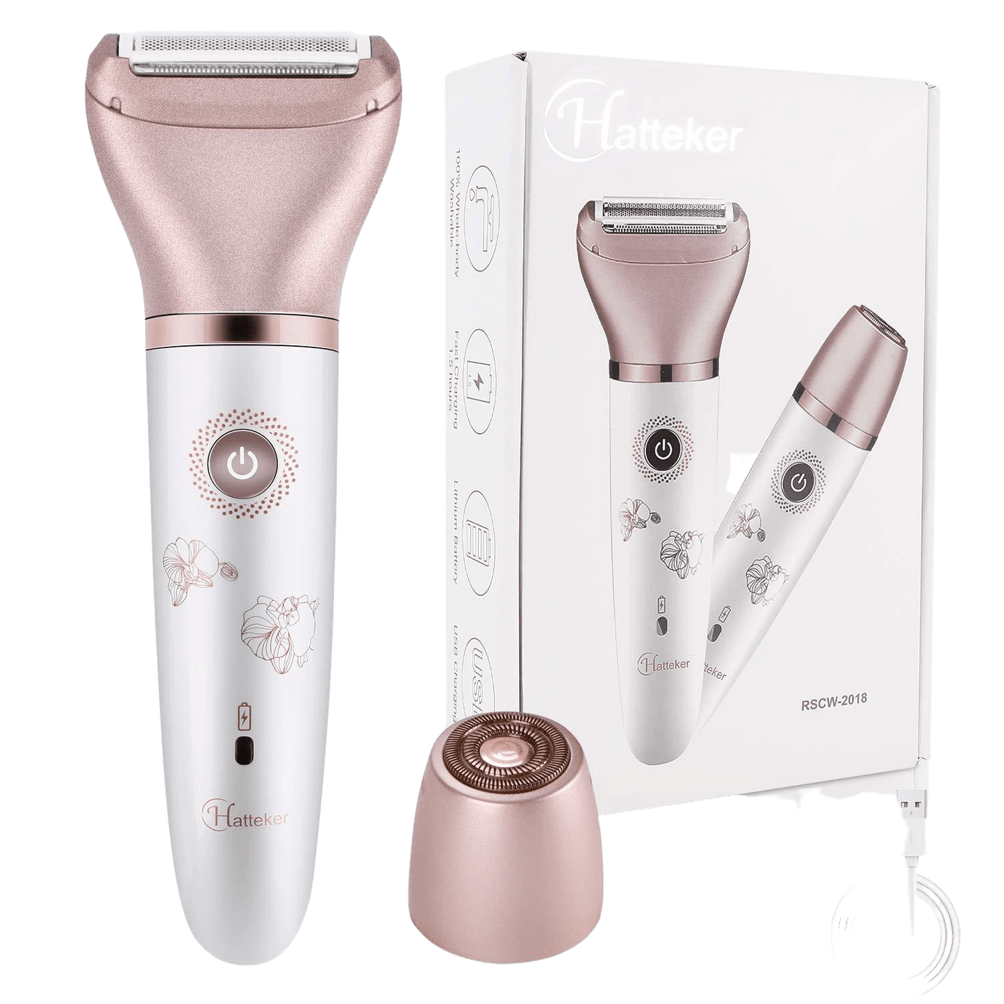 Electric Razor for Women - RenFox 2 in 1 Shaver for Women Bikini Legs Armpit Face Wet &amp; Dry Painless Rechargeable Bikini Trimmer 2 Changeable Trimmer Heads (Rose Gold) - Home Decor Gifts and More