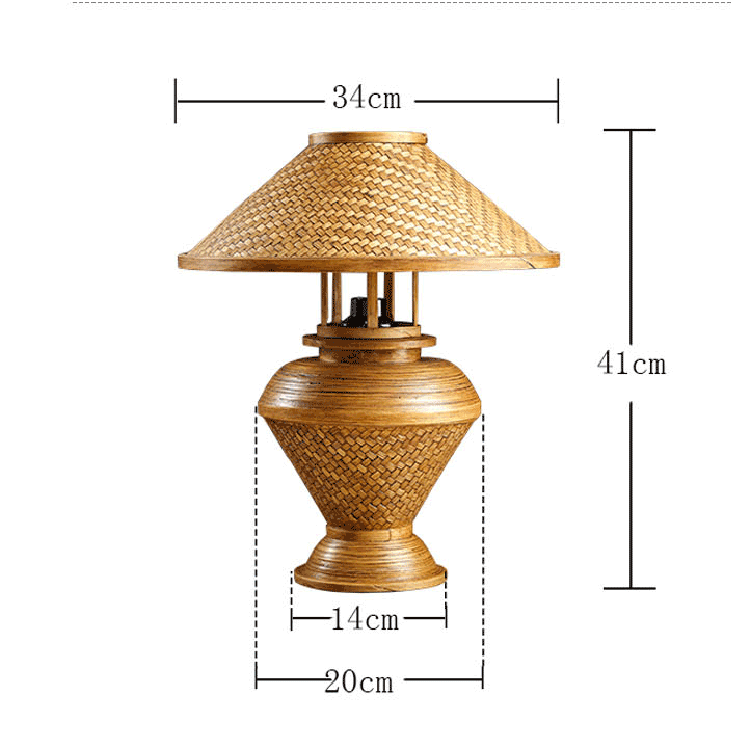 Retro Table Lamp Wood Bamboo Bedside Lamp