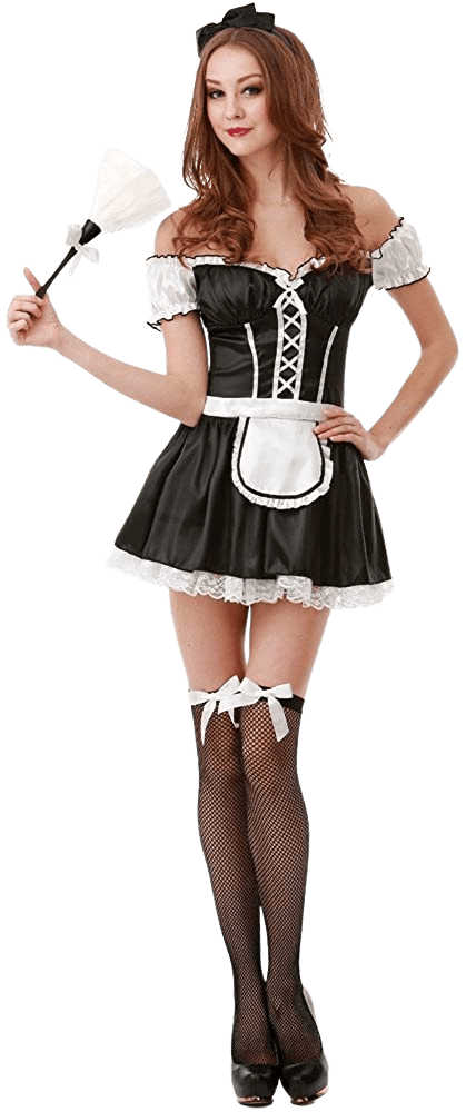 French Maid Women's Halloween Costume Sexy Cleaning Service Maiden Apron &amp; Skirt | Decor Gifts and More