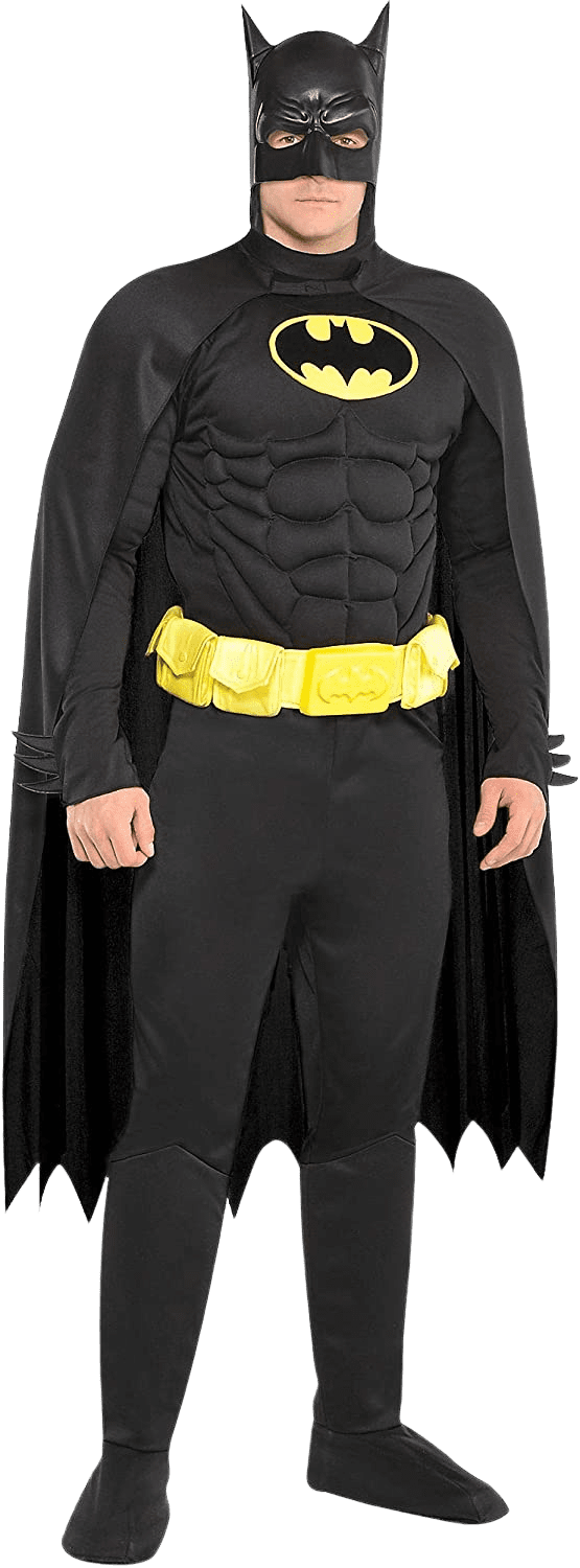 Batman Halloween Costume for Men, Standard Size, Includes Jumpsuit, Mask, Cape and More | Decor Gifts and More