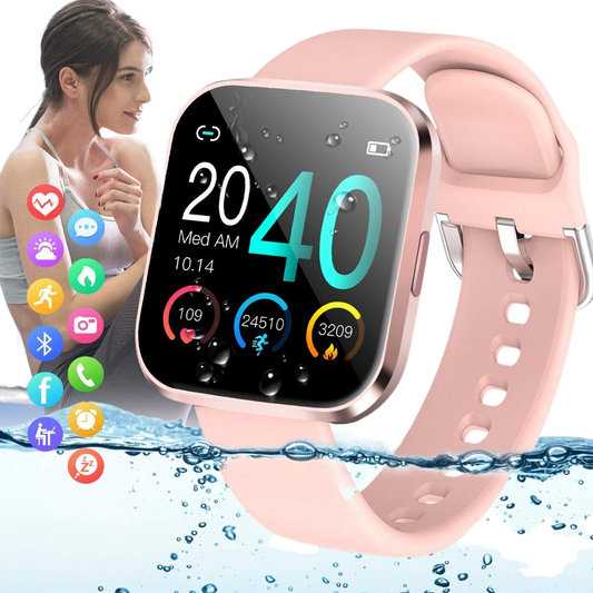 Smart Watch,Fitness Watch Activity Tracker with Heart Rate Blood Pressure Monitor IP67 Waterproof Bluetooth Smartwatch Touch Screen Sports for Android iOS Phones (Renewed) Pink - Home Decor Gifts and More